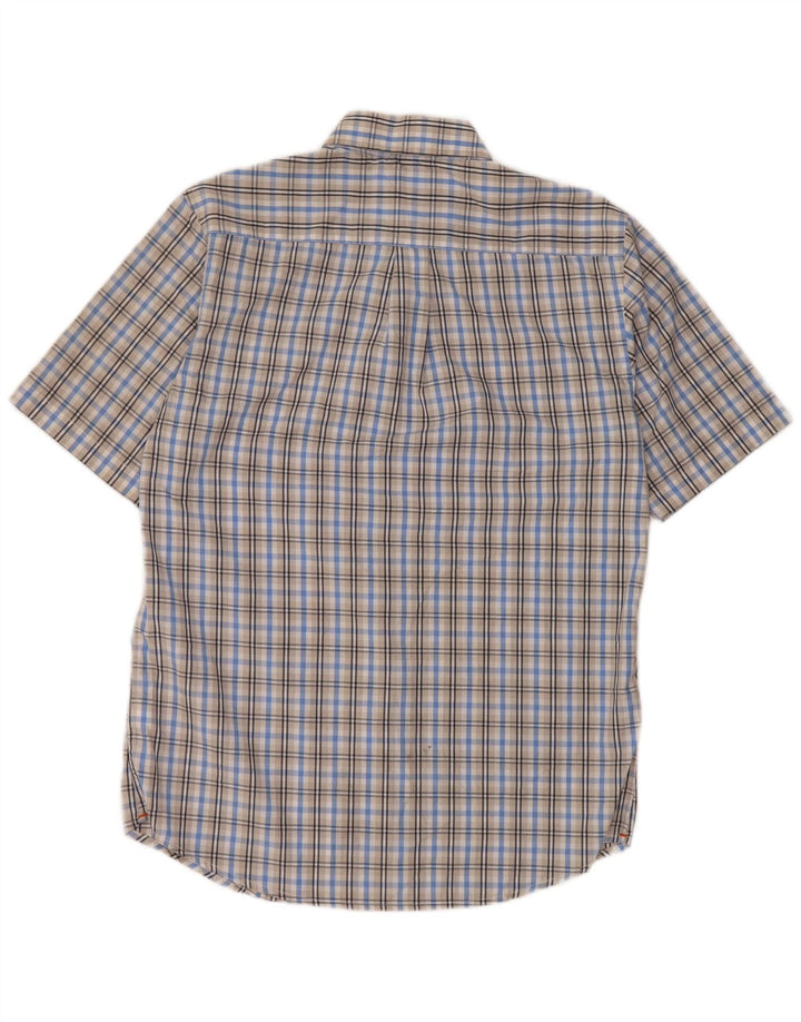 DOCKERS Мужская рубашка с коротким рукавом, маленькая синяя клетка, хлопок