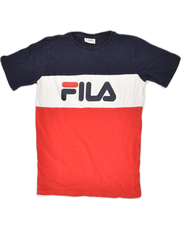FILA Boys Graphic T-Shirt Top 11-12 Years Multicoloured Colourblock Cotton | Vintage Fila | Thrift | Second-Hand Fila | Used Clothing | Messina Hembry 