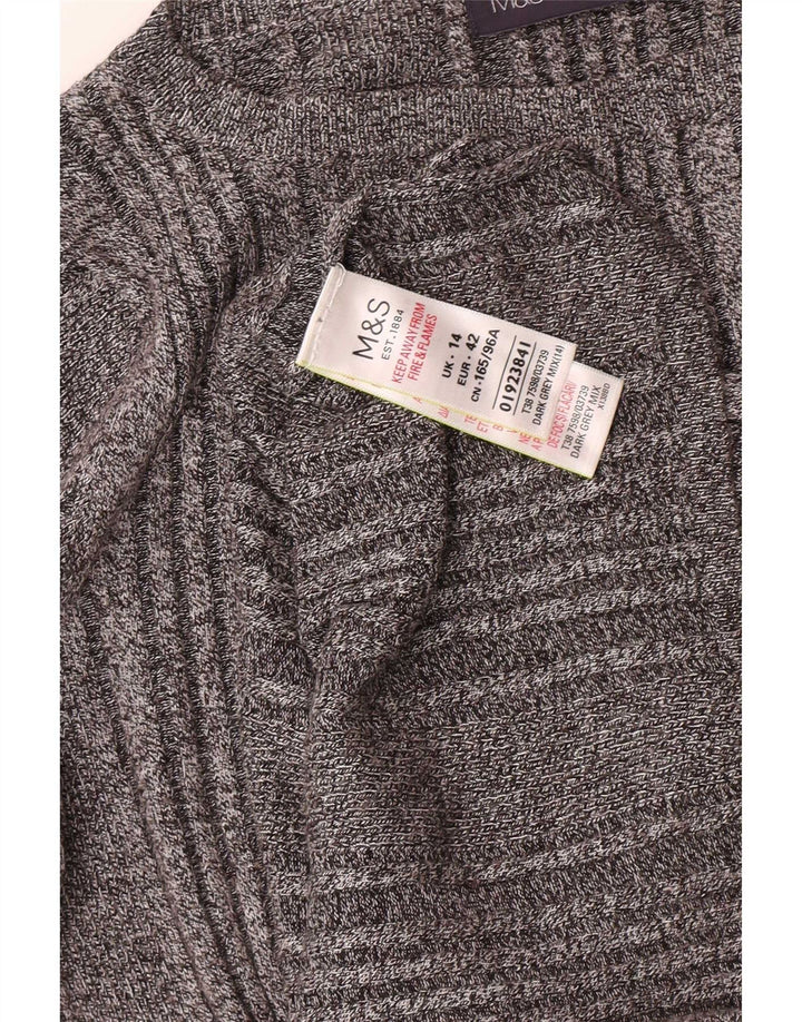 Marks & Spencer Dame Top Langærmet UK 14 Medium Grå Stribet Viscose