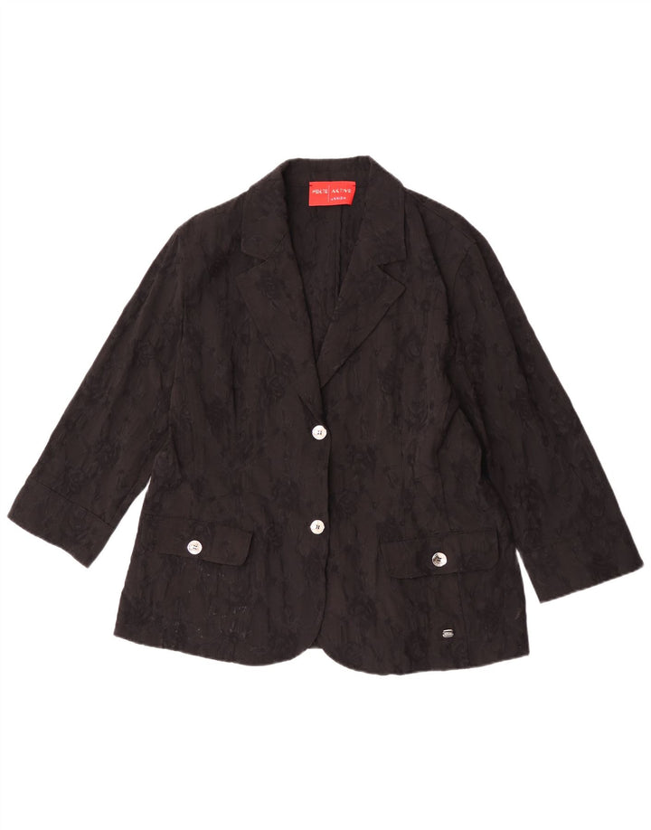 Perte by Krizia Damen-Blazerjacke mit 2 Knöpfen, Größe 25, groß, schwarz geblümt