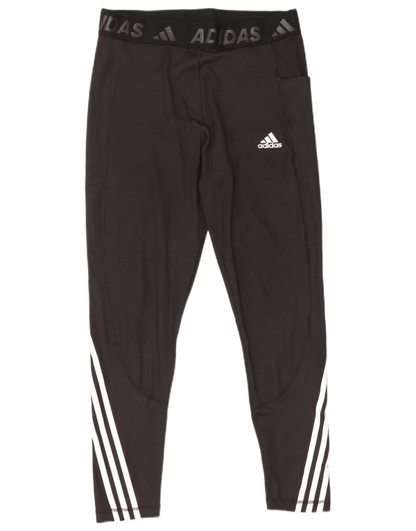 Adidas Womens Tech Fit Graphic Leggings UK 16/18 Large Black Striped