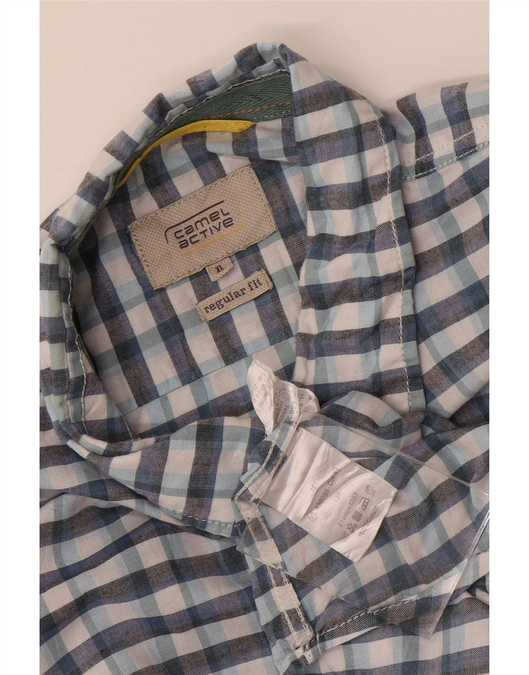 Camel Active Mens Short Sleeve Regular Fit Shirt XL Blue Check Cotton