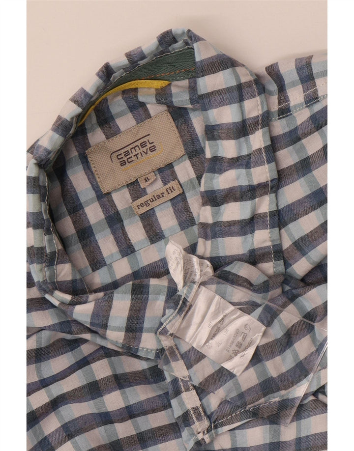 Camel Active Mens Short Sleeve Regular Fit Shirt XL Blue Check Cotton