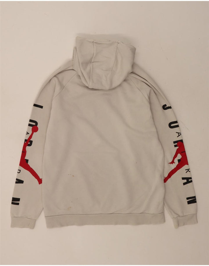 JORDAN Mens Graphic Hoodie Jumper Medium White Cotton