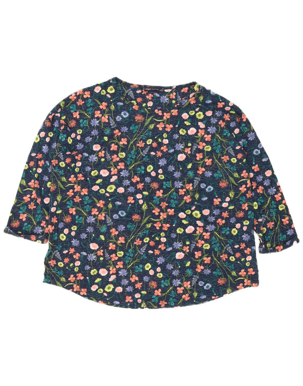 Marks & Spencer Γυναικείο τοπ 3/4 μανίκια UK 22 3XL Navy Blue Floral Polyester
