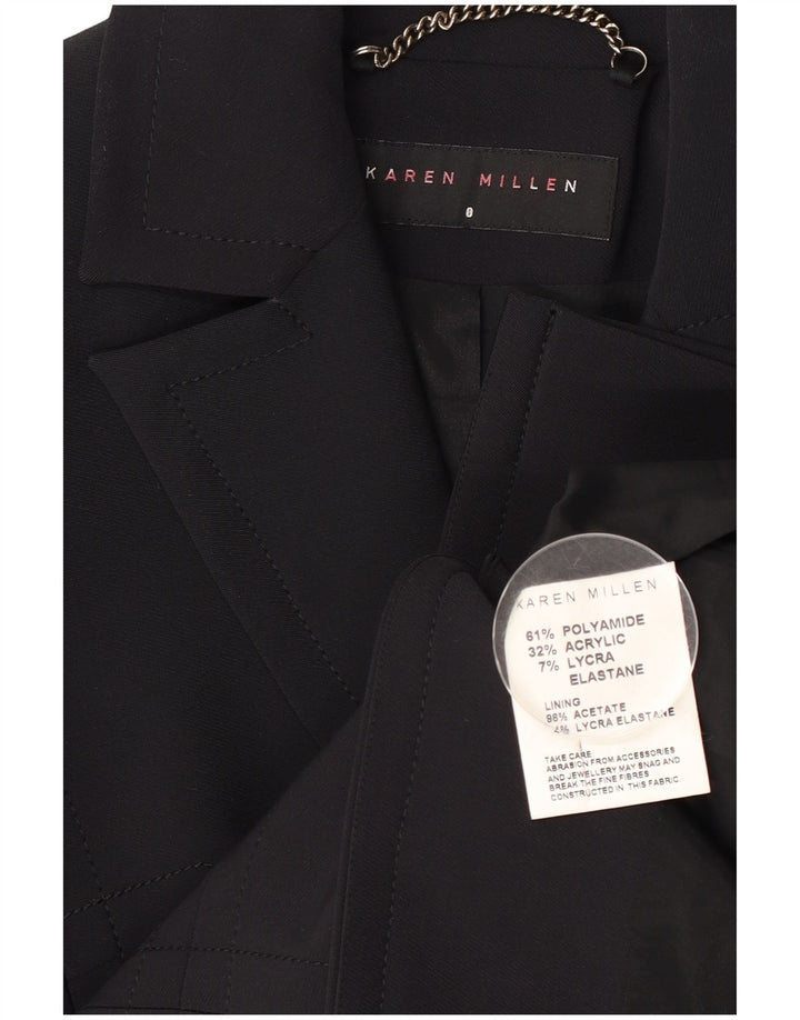 Karen Millen Chaqueta tipo blazer de 2 botones para mujer UK 8 Small Poliamida negra