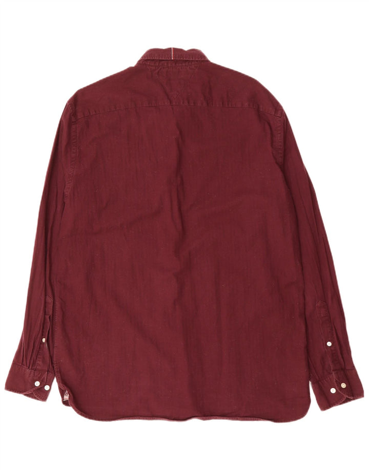 TOMMY HILFIGER Mens Regular Fit Shirt XL Maroon Cotton