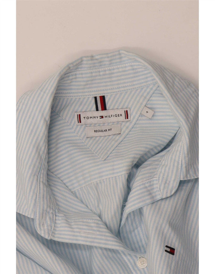 Tommy Hilfiger Womens Regular Fit Shirt US 4 Small Blue Pinstripe