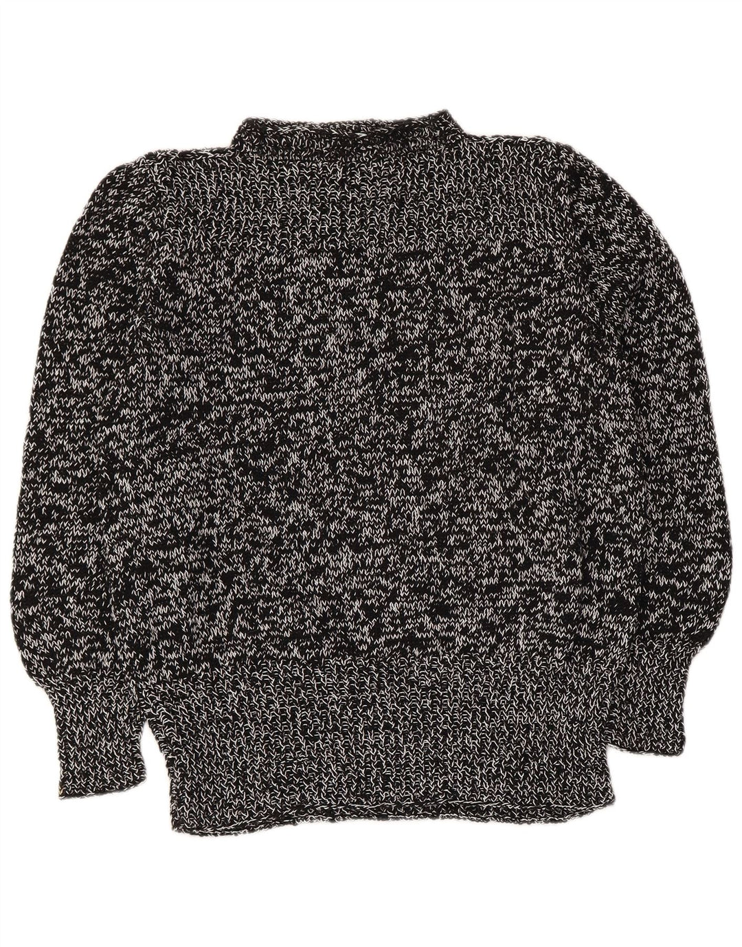 Maglione maglione vintage da donna con collo dolcevita UK 14 medio nero screziato
