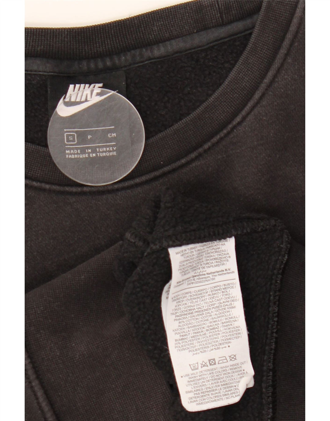 NIKE Womens Oversized Graphic Sweatshirt Jumper UK 10 Small Black Cotton