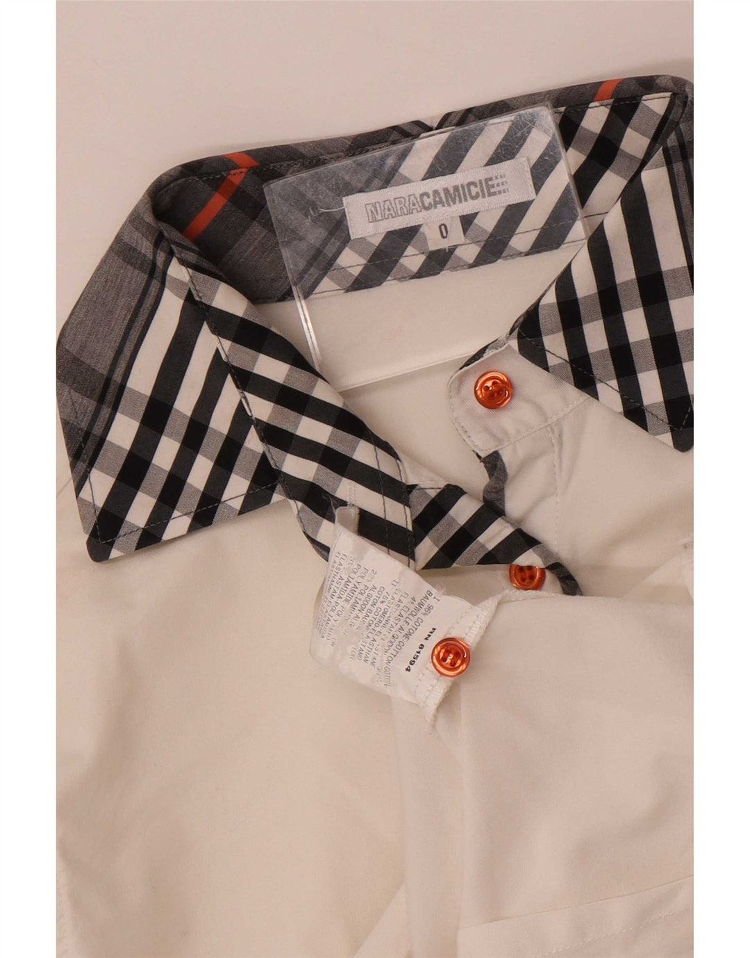 Naracamicie Womens Shirt US 0 XS White Check Cotton