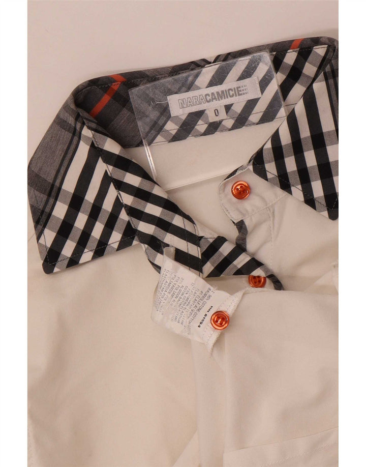 Naracamicie Womens Shirt US 0 XS White Check Cotton