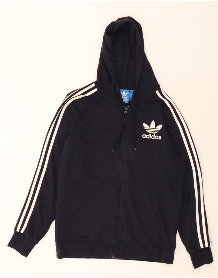 Adidas Mens Zip Hoodie Sweater Medium Navy Blue Cotton