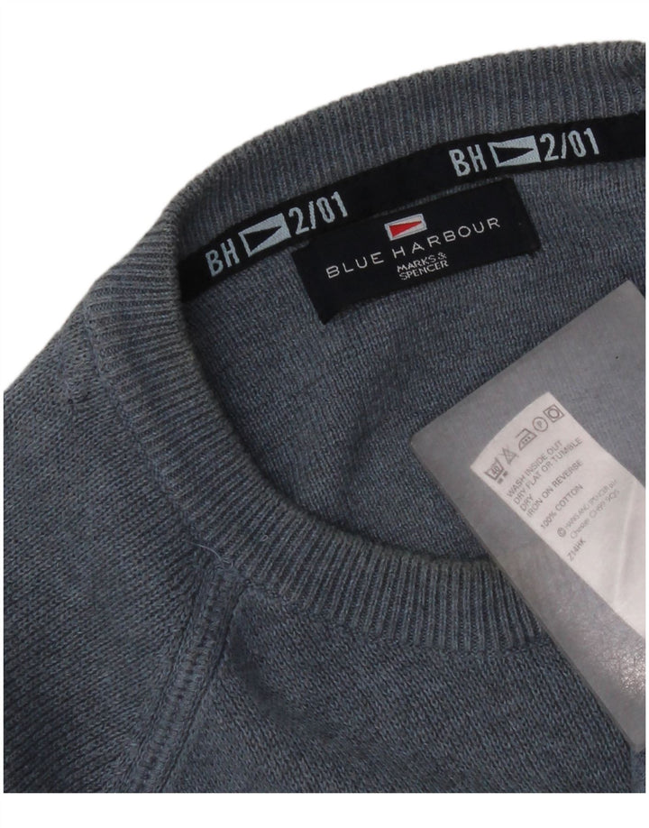 Maglione maglione girocollo da uomo Marks & Spencer blu Harbour blu medio