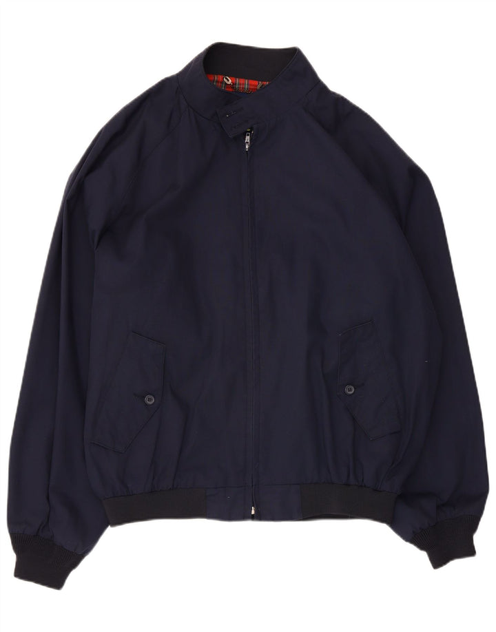 Jaqueta bomber masculina vintage UK 42 XL poliéster azul marinho