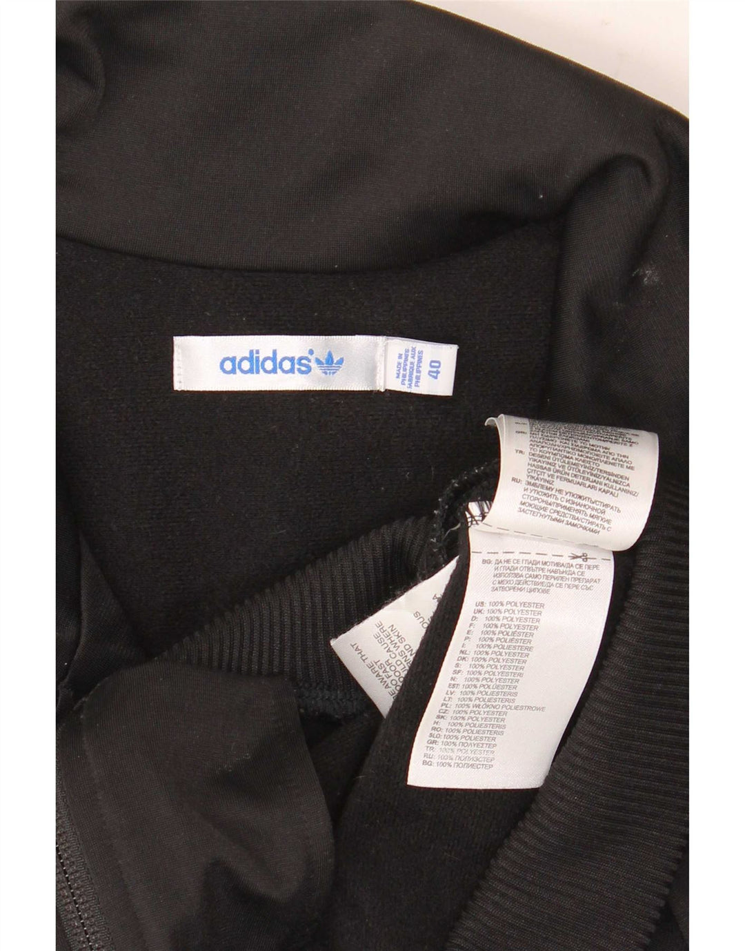 Adidas Womens Graphic Tracksuit Top Jacket EU 40 Médio Preto Poliéster