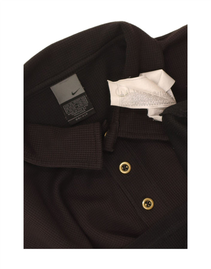 Nike Mens Dri Fit Polo Shirt XL Black Spotted Polyester