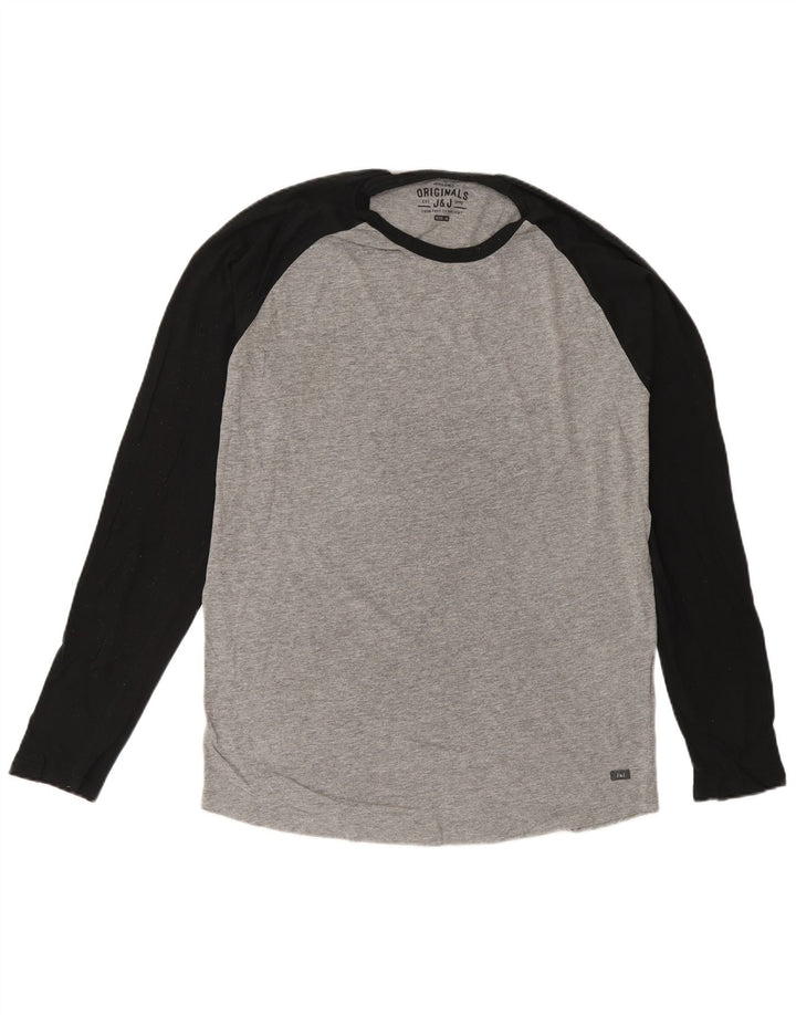 Jack & Jones Herren-Oberteil, langärmelig, mittelgraue Baumwolle