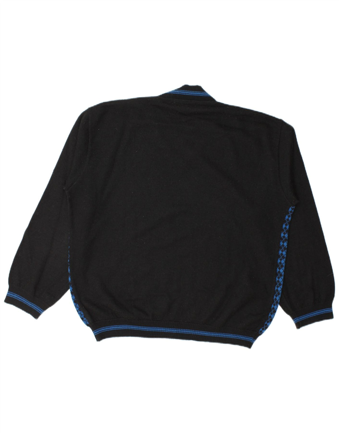 Iceland Mens V-Neck Jumper Sweater XL Blue Argyle/Diamond Wool