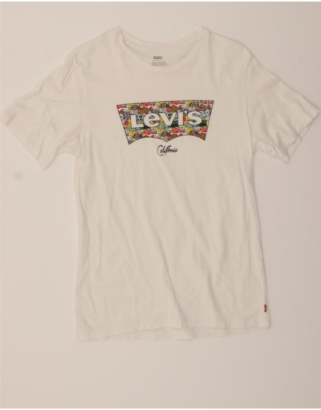 LEVI'S Mens Graphic T-Shirt Top Small White Cotton Vintage Levi's and Second-Hand Levi's from Messina Hembry 