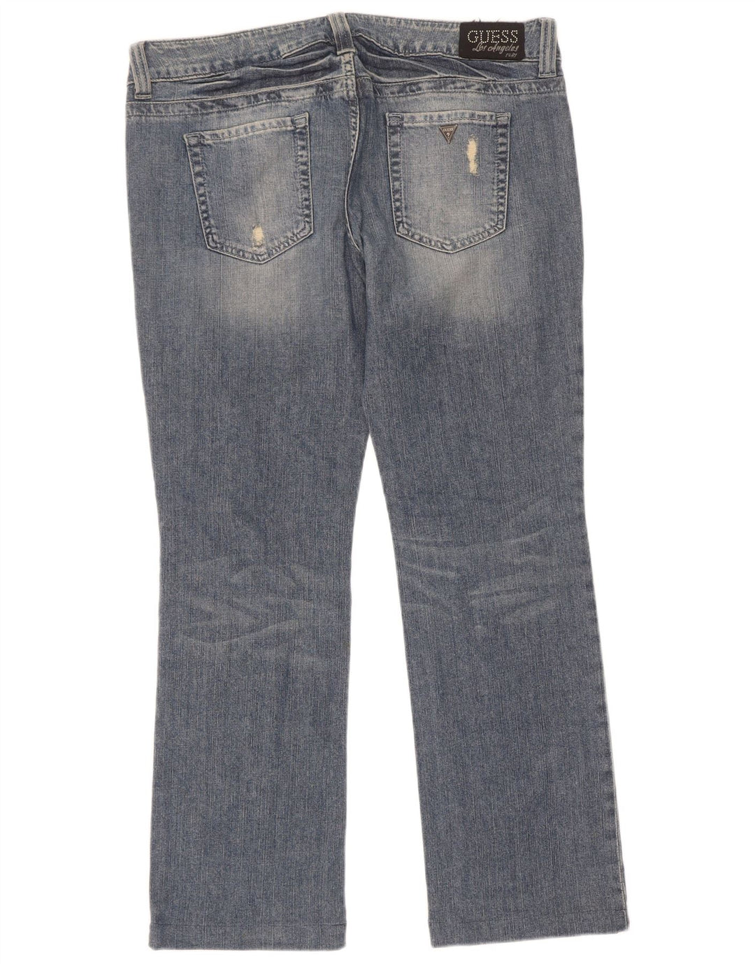 Guess Womens Distressed Bootcut Jeans W34 L30 Blue Cotton