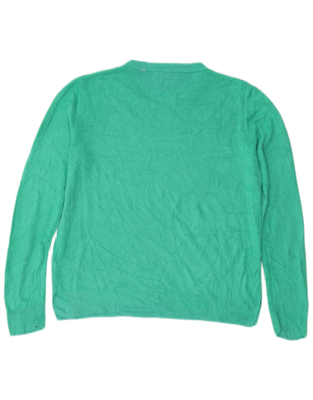 MARKS & SPENCER Womens Crew Neck Jumper Sweater UK 12 Medium Green Acrylic