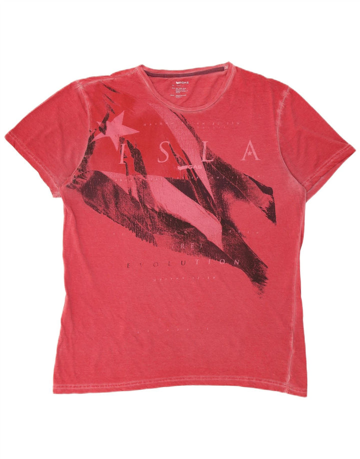 Gas Mens Graphic T-Shirt Top Large Red