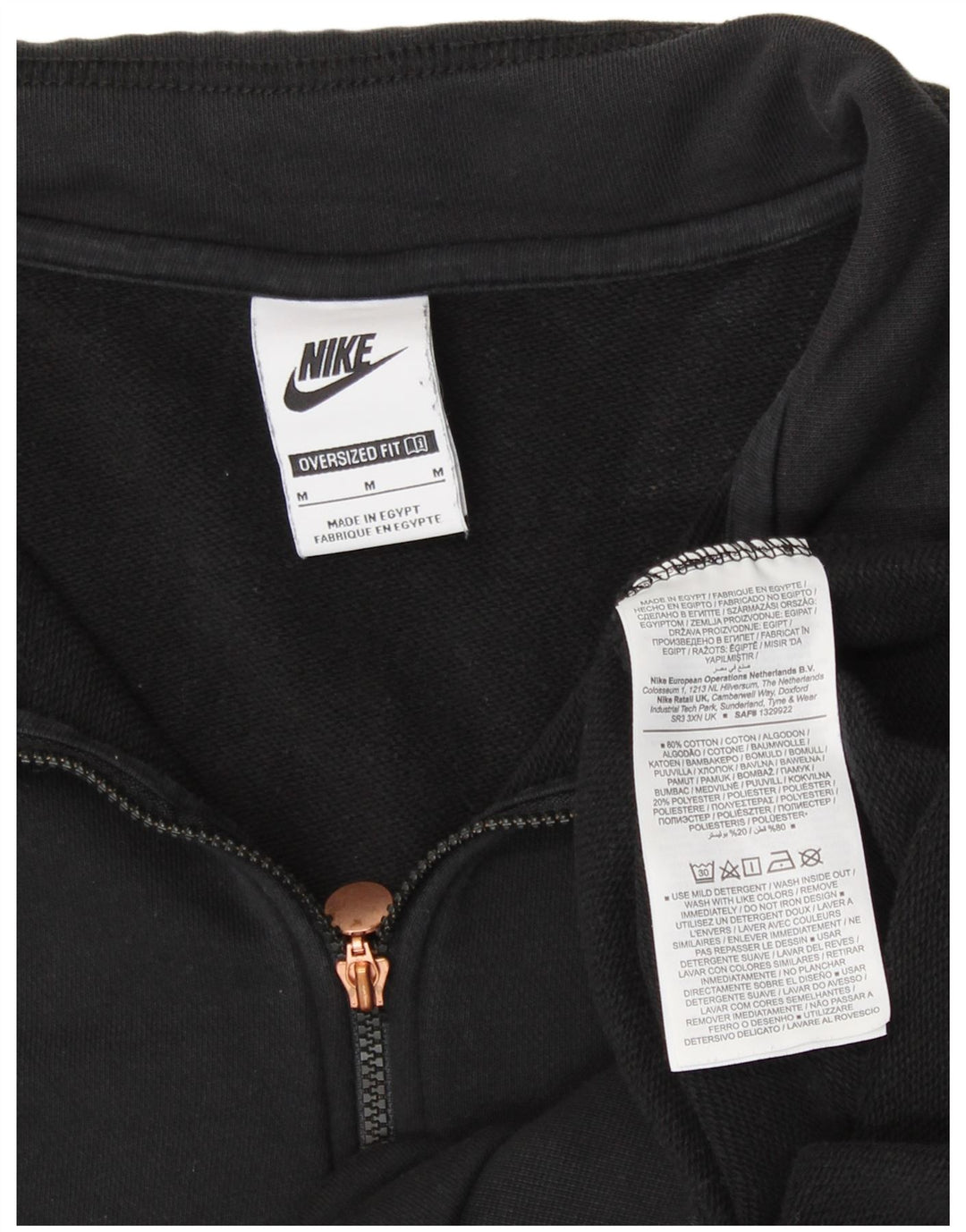 NIKE Dame Oversized grafisk sweatshirt Jumper UK 14 Medium Sort