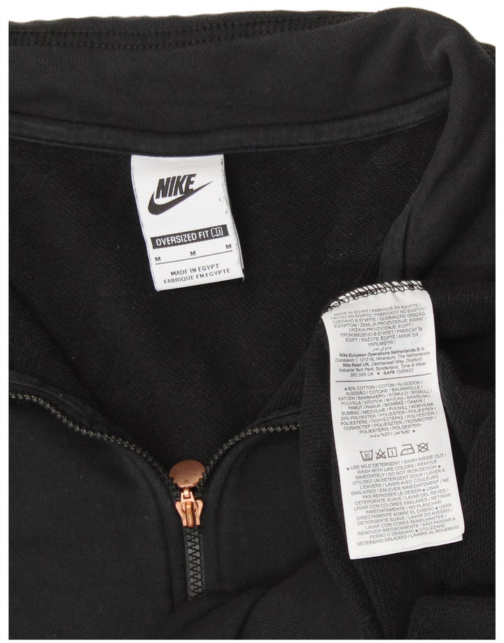 NIKE Dame Oversized grafisk sweatshirt Jumper UK 14 Medium Sort