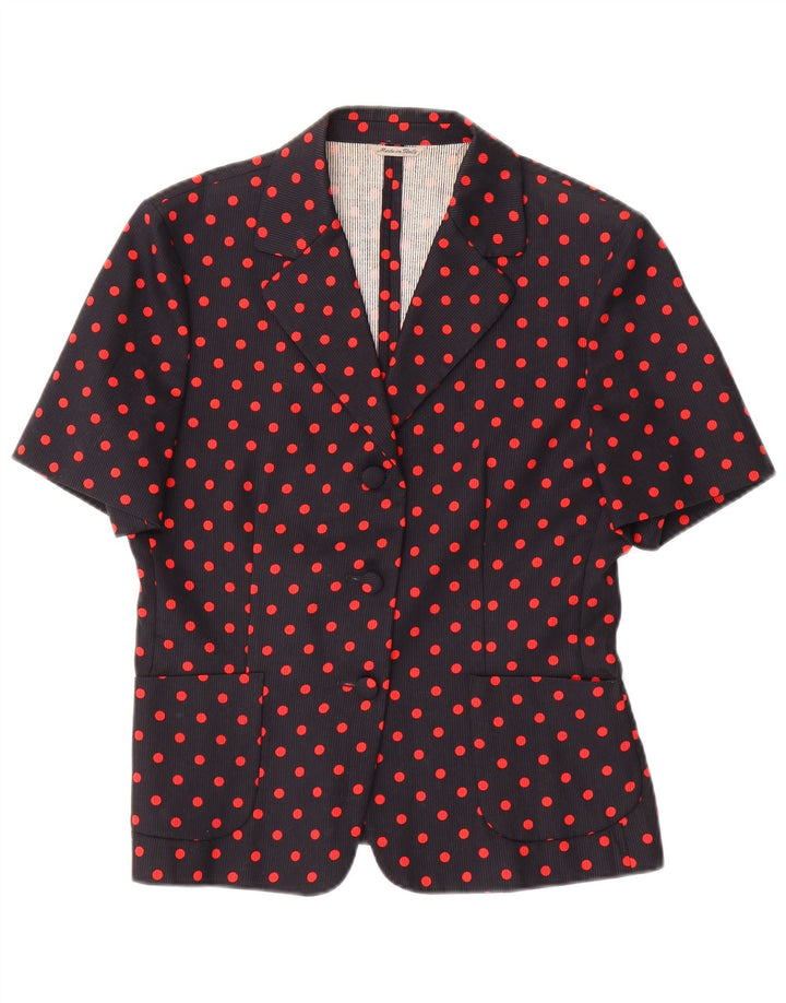 MELROSE Womens Short Sleeve Blazer Jacket IT 44 Medium Black Polka Dot