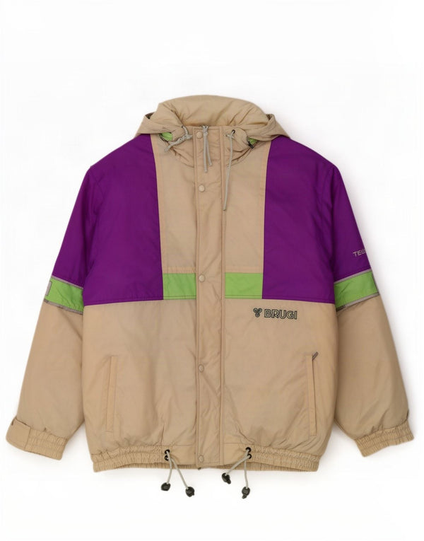 Brugi Skijakke med hætte til mænd UK 44 2XL Off White Colourblock