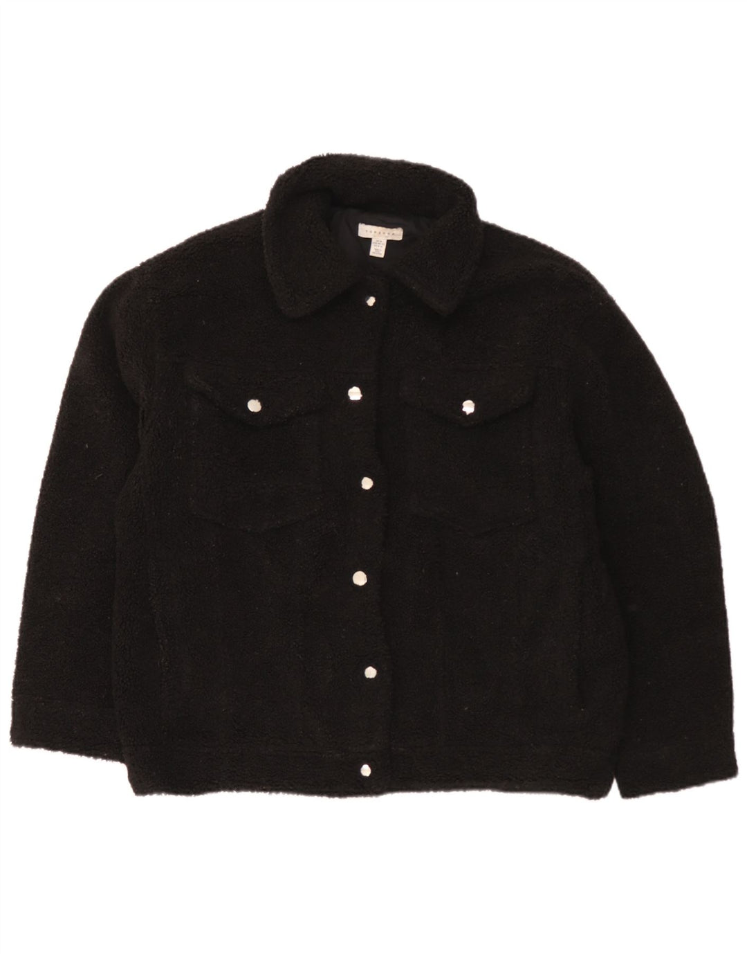 Topshop Veste bomber surdimensionnée en polaire pour femme UK 14 Noir moyen Polyester