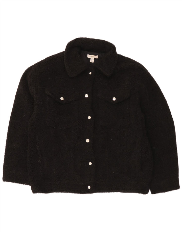 Topshop Veste bomber surdimensionnée en polaire pour femme UK 14 Noir moyen Polyester