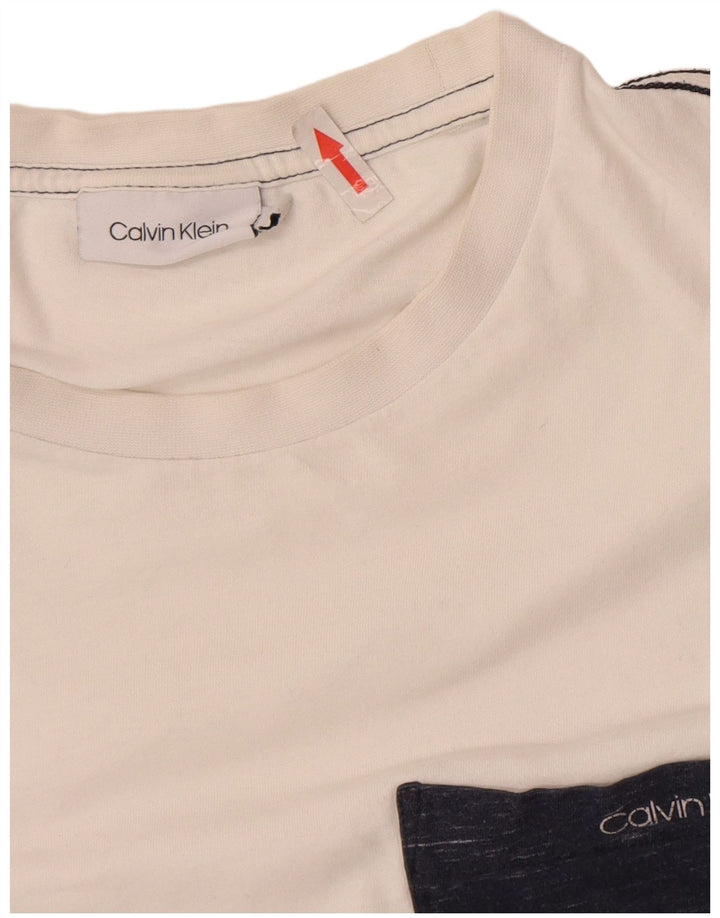 Calvin Klein Mens T-Shirt Top Small White Cotton