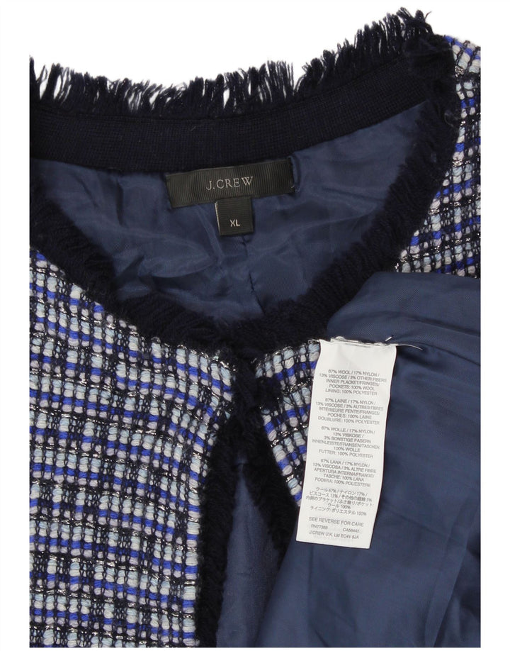 J. Crew Dame Blazer Jacket UK 18 XL Blå ternet uld