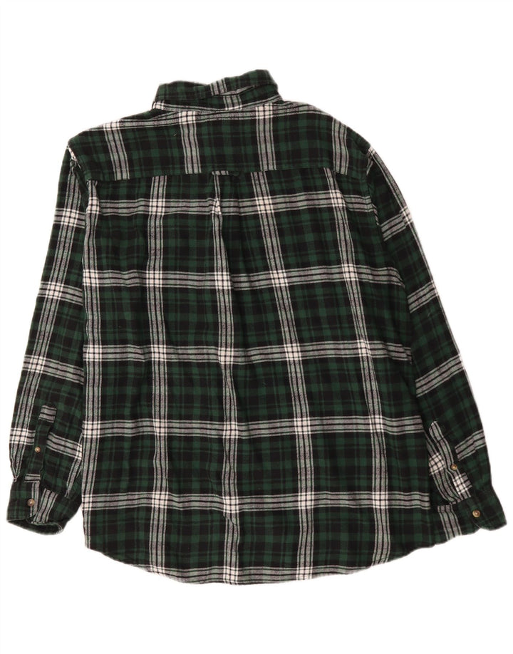 Chaps Mens Flannel Shirt XL Green Check Cotton