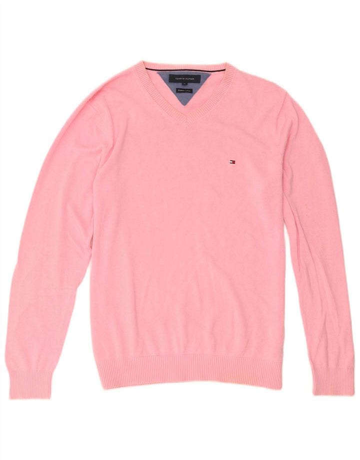 Tommy Hilfiger Herre V-hals sweater Medium Pink Bomuld