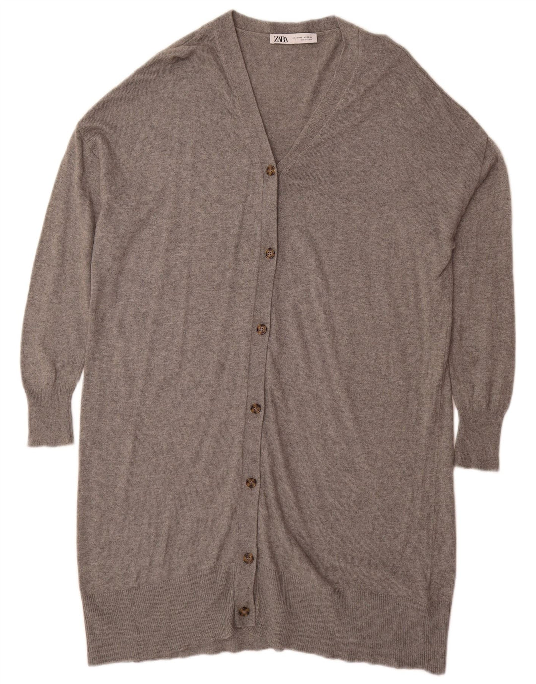 Maglione cardigan oversize lungo da donna Zara UK 14 Grigio medio chiazzato