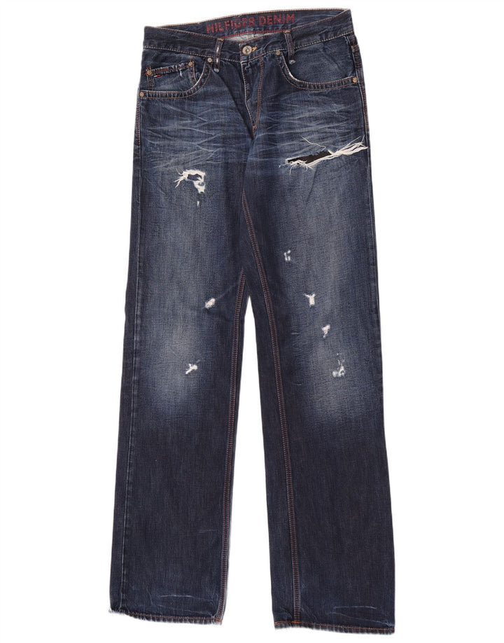 Tommy Hilfiger Mens Distressed Straight Jeans W31 L36 Blue