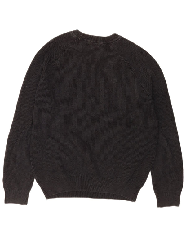 Zara Mens Crew Neck Jumper Sweater Medium Black Cotton