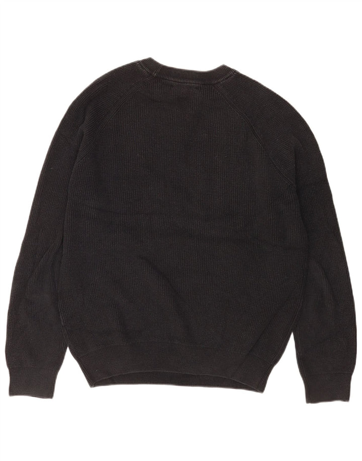 Zara Mens Crew Neck Jumper Sweater Medium Black Cotton