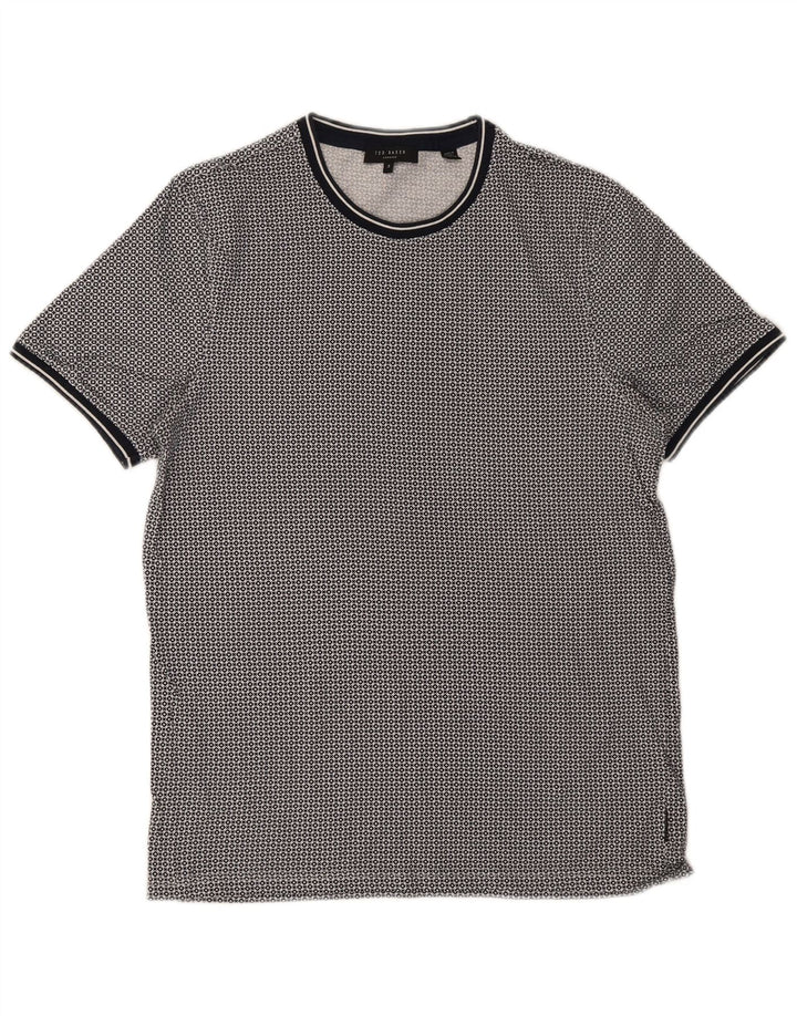 TED BAKER Mens T-Shirt Top Size 3 Medium Black Geometric Cotton