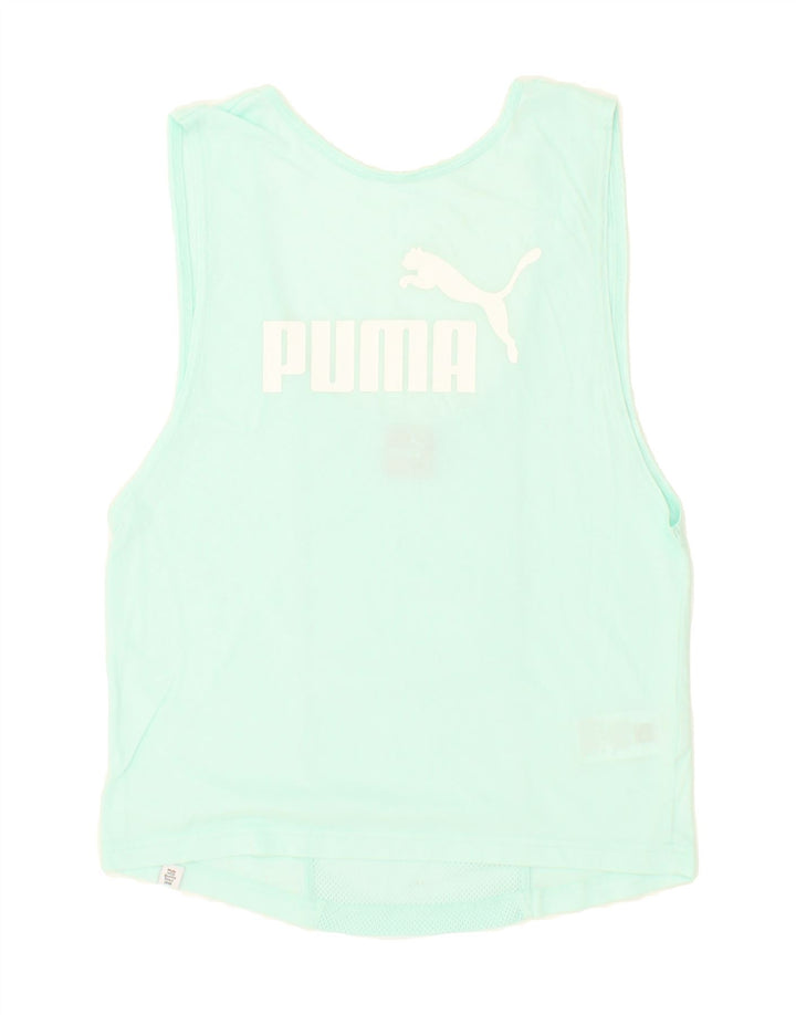 PUMA Womens Graphic Vest Top UK 8 Small  Turquoise Cotton Vintage Puma and Second-Hand Puma from Messina Hembry 