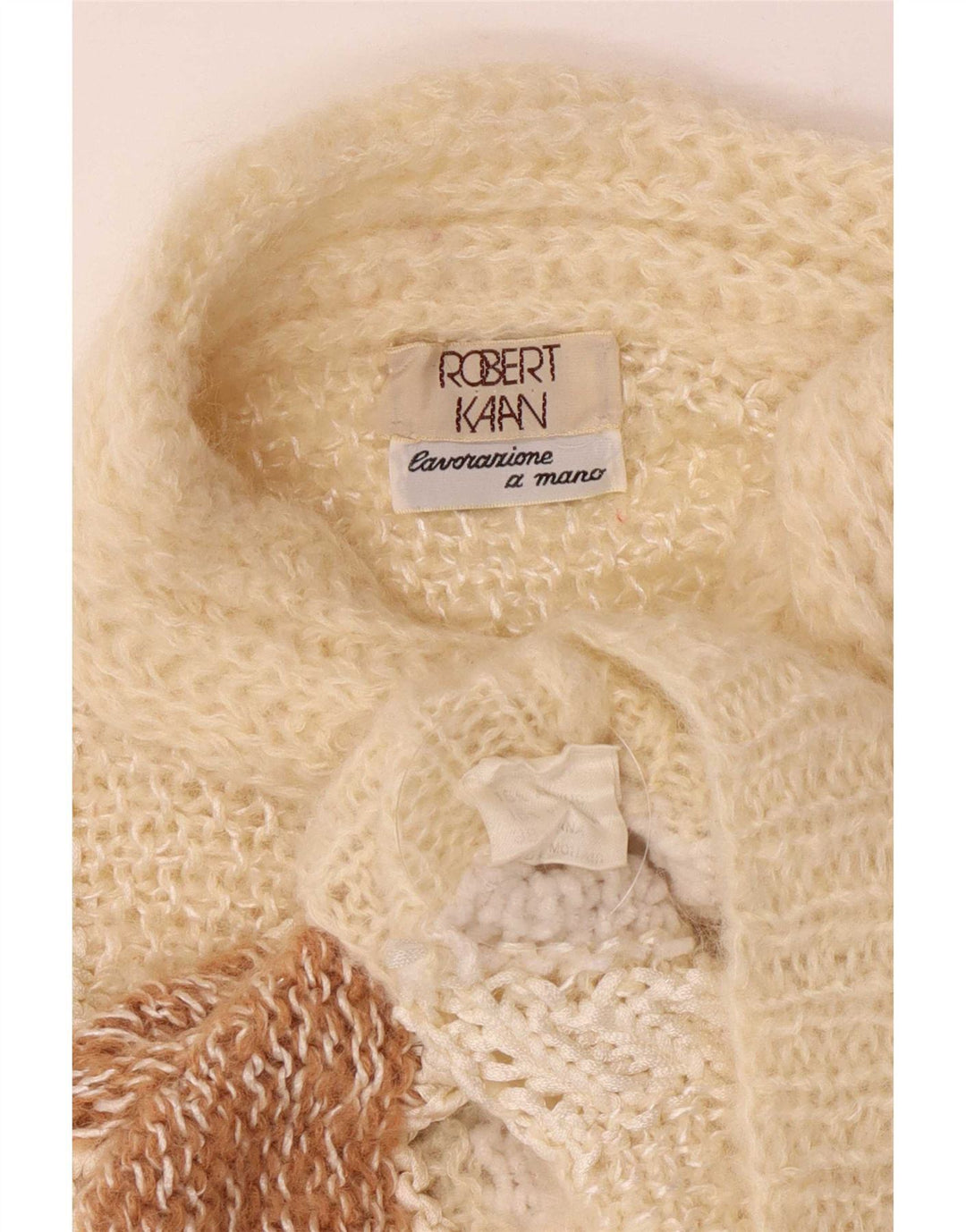 Maglione maglione vintage da donna con collo dolcevita UK 14 medio bianco sporco retrò