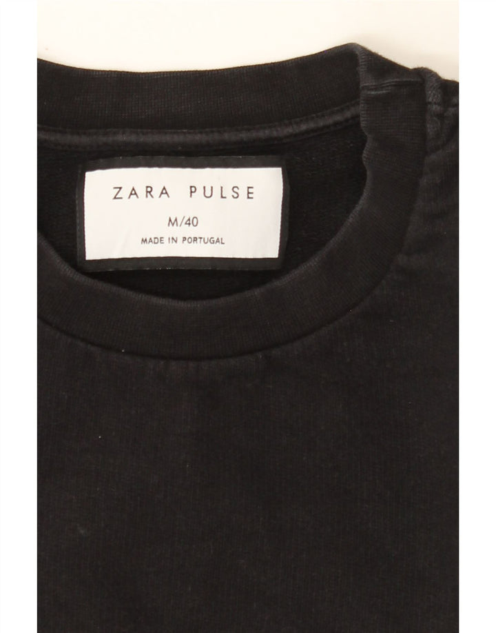 ZARA Mens Graphic Sweatshirt Jumper Medium Black Vintage Zara and Second-Hand Zara from Messina Hembry 