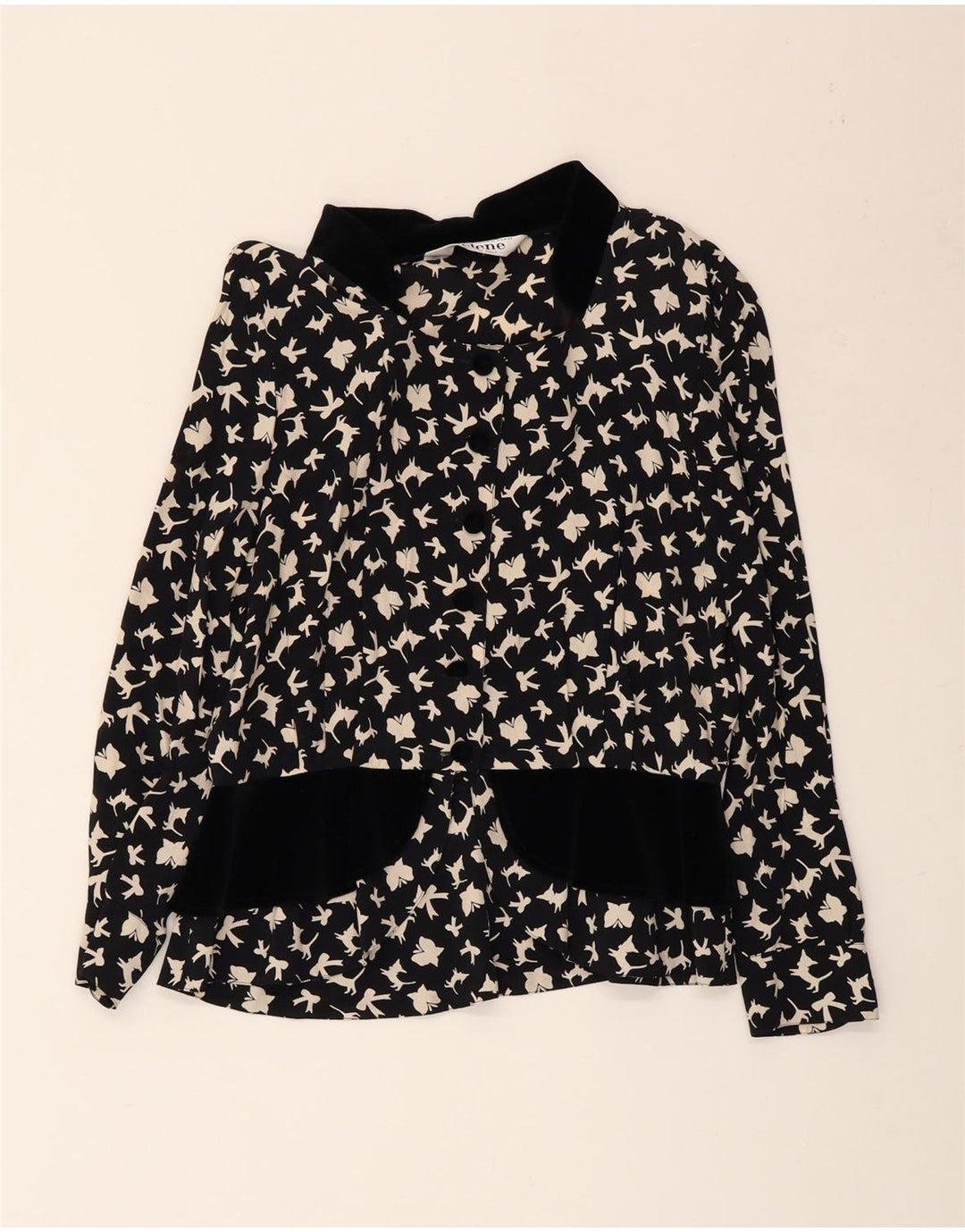 SELENE Womens Abstract Pattern Shirt Blouse UK 18 XL Black Butterfly