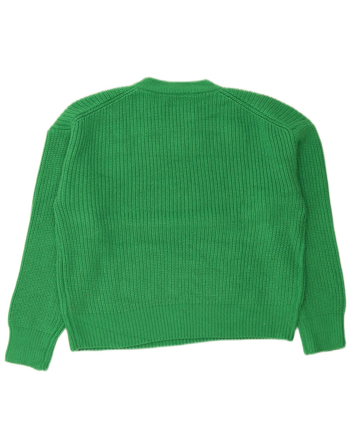 Zara Womens Oversized Crew Neck Jumper Sweater UK 14 Medium Green Acrylic