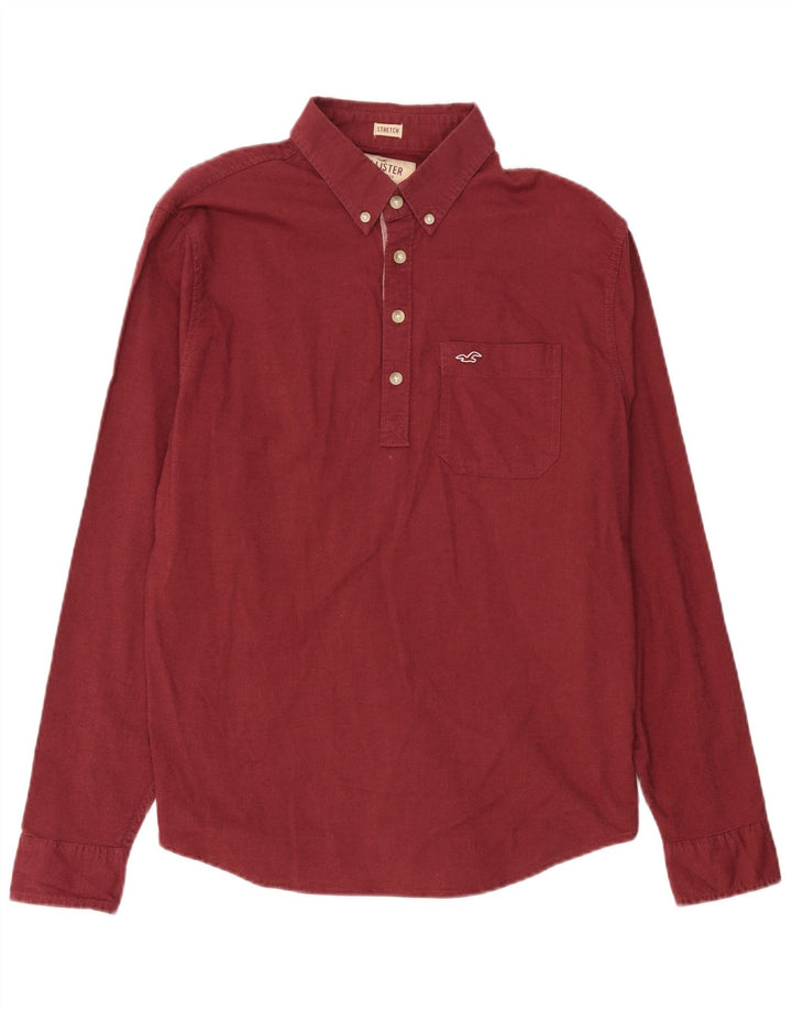HOLLISTER Mens Stretch Pullover Shirt Large Burgundy Cotton