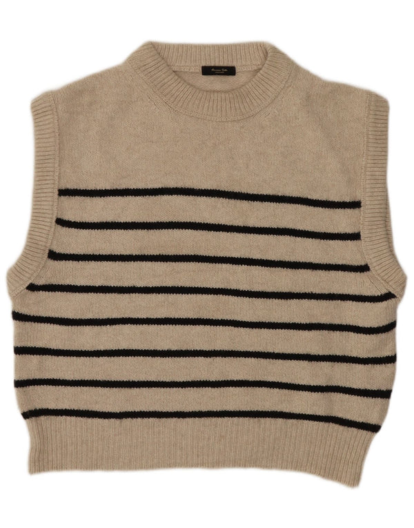 Massimo Dutti Γυναικείο Crop Oversized Vest Tank Top 10 Small Beige ριγέ