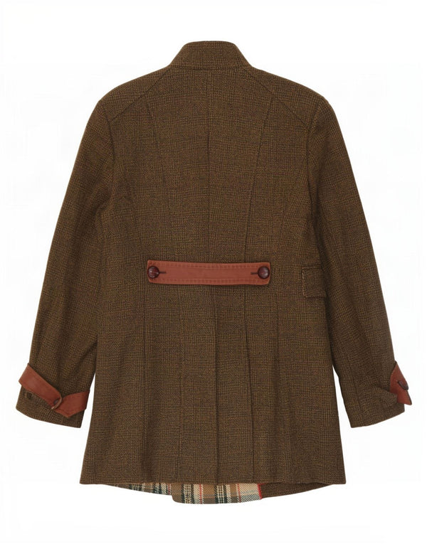 ST. Dwurzędowy płaszcz damski Emile UK 12, bawełna w kratkę w kolorze khaki